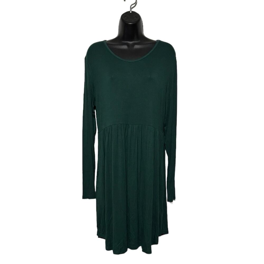 Long Modest Knee Length Jersey Knit Long Sleeve Dress